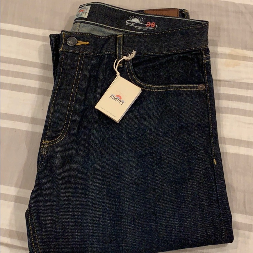 Faherty Brand men’s Selvedge denim ocean wash NWT